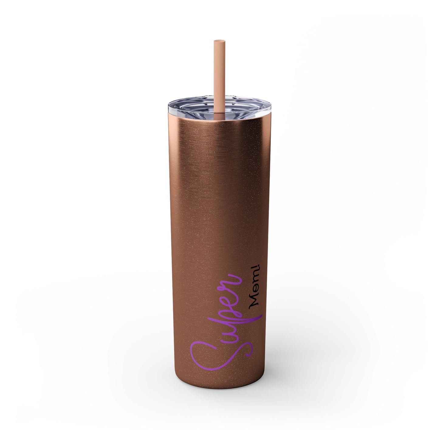 Super Mom Purple Skinny Tumbler with Straw, 20oz