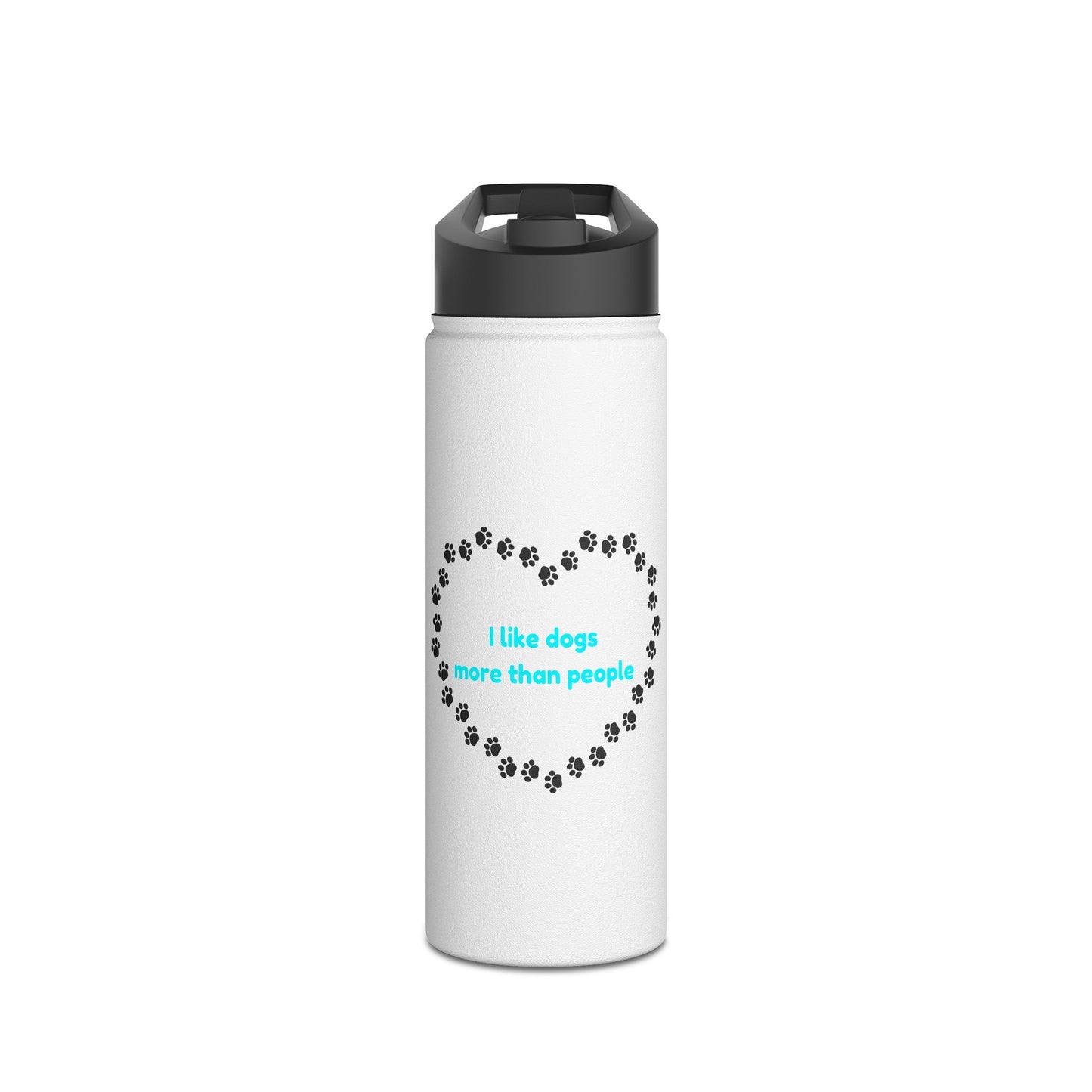 I Like Dogs More Than People Turquoise Stainless Steel Water Bottle, Standard Lid