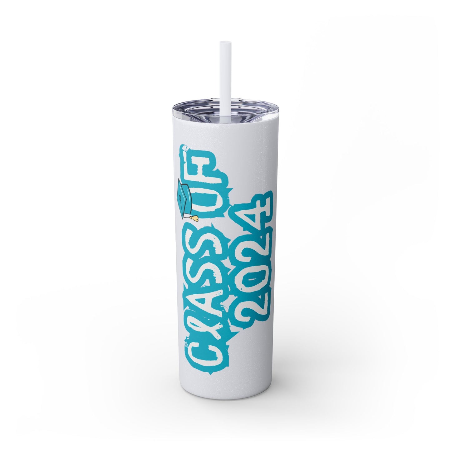 Class of 2024 Teal Skinny Tumbler with Straw, 20oz