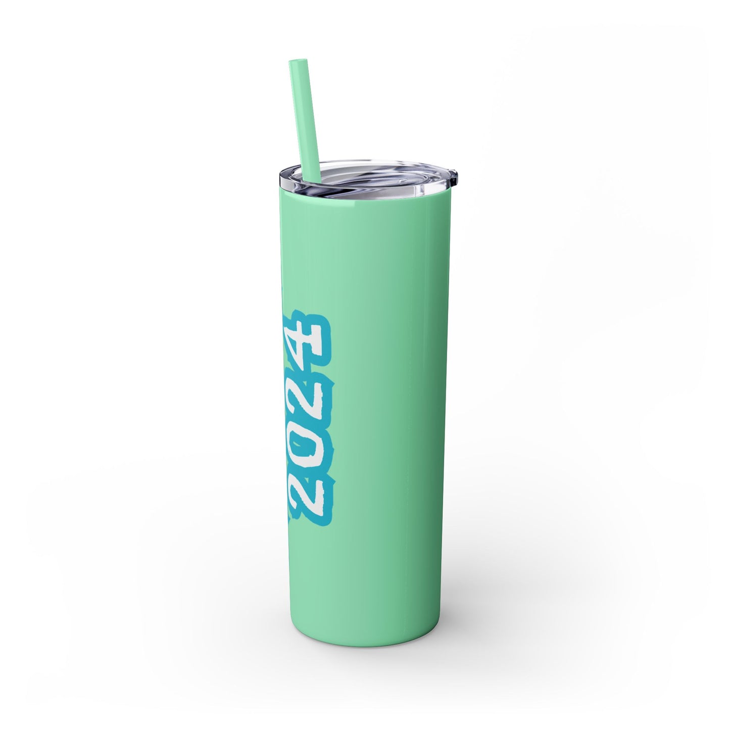 Class of 2024 Teal Skinny Tumbler with Straw, 20oz