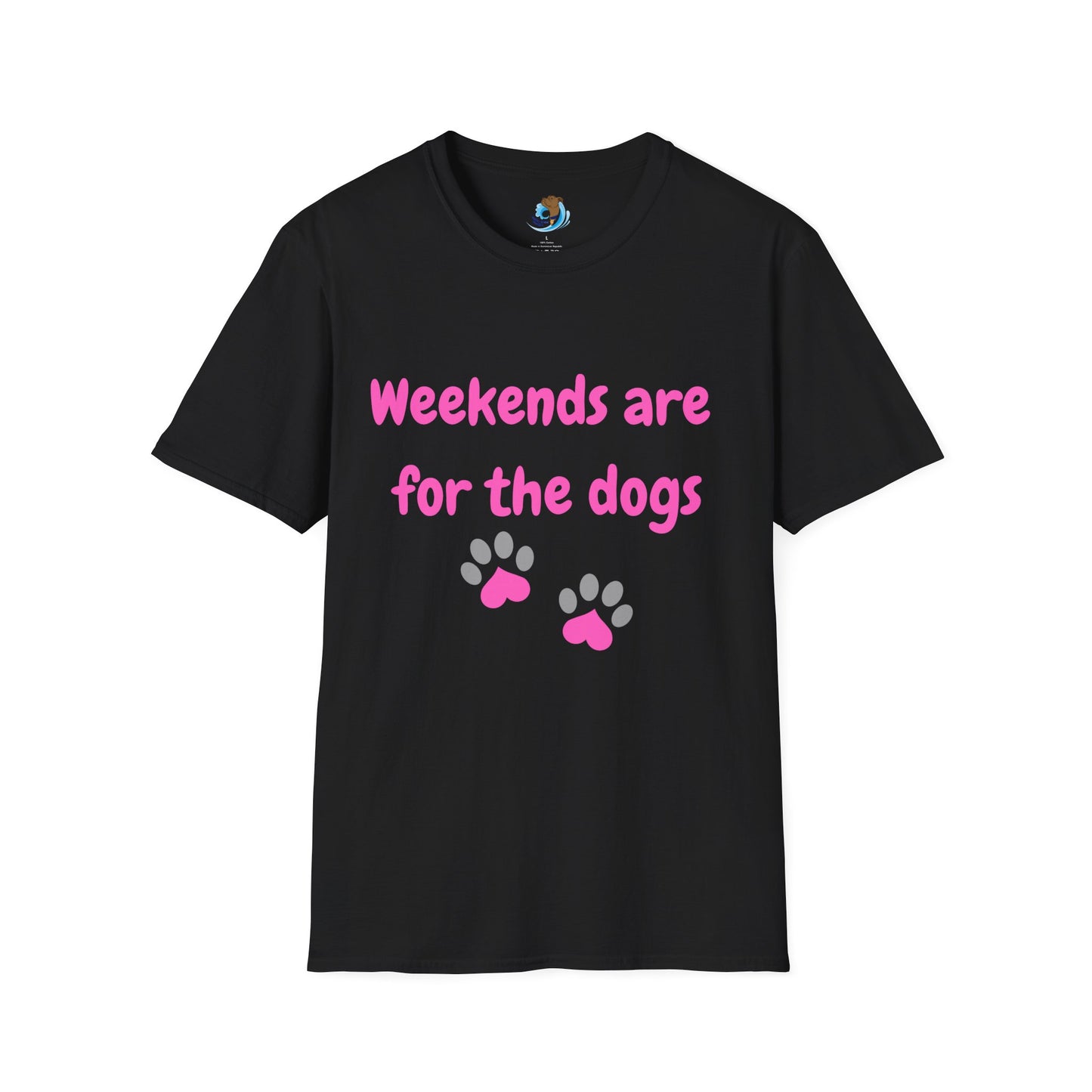 Weekends Are For The Dogs- Pink- Unisex Softstyle T-Shirt