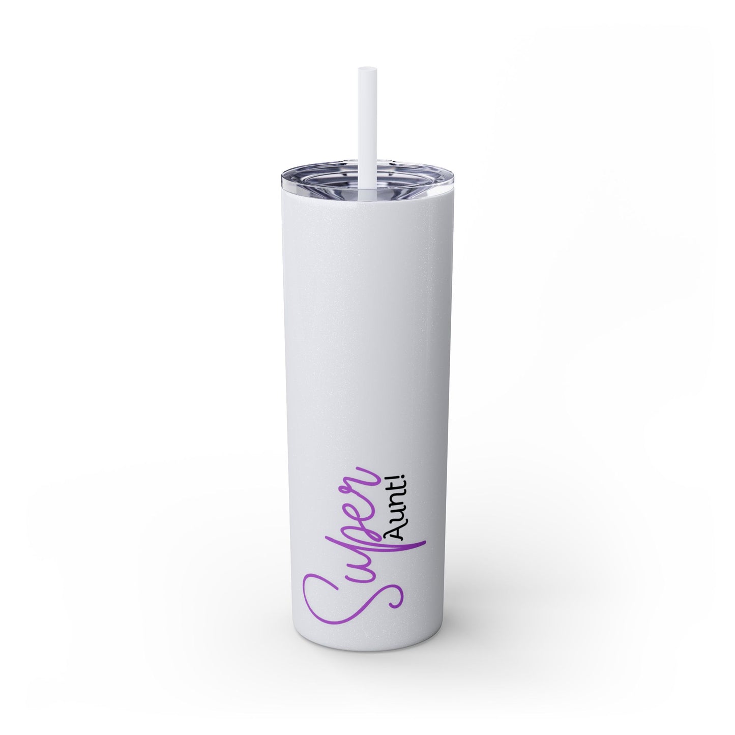 Super Aunt Purple Skinny Tumbler with Straw, 20oz