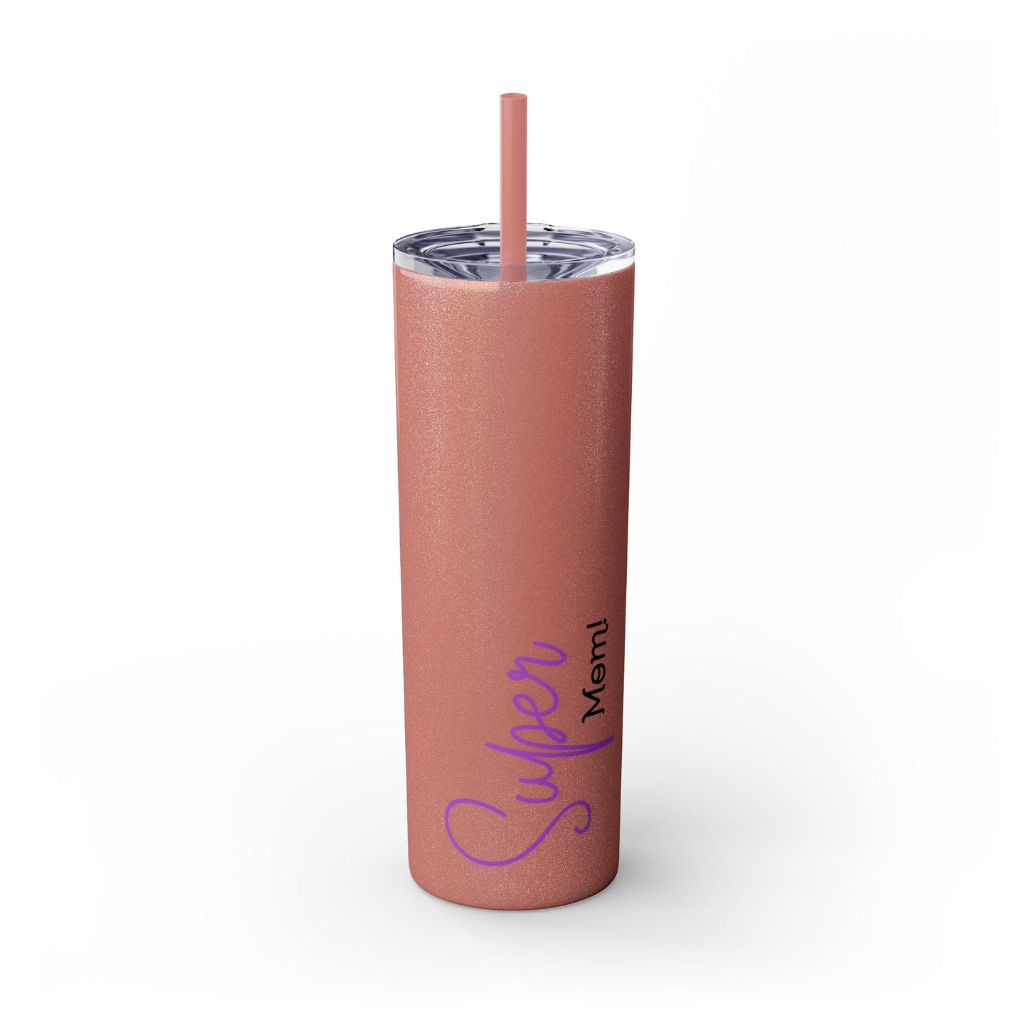 Super Mom Purple Skinny Tumbler with Straw, 20oz