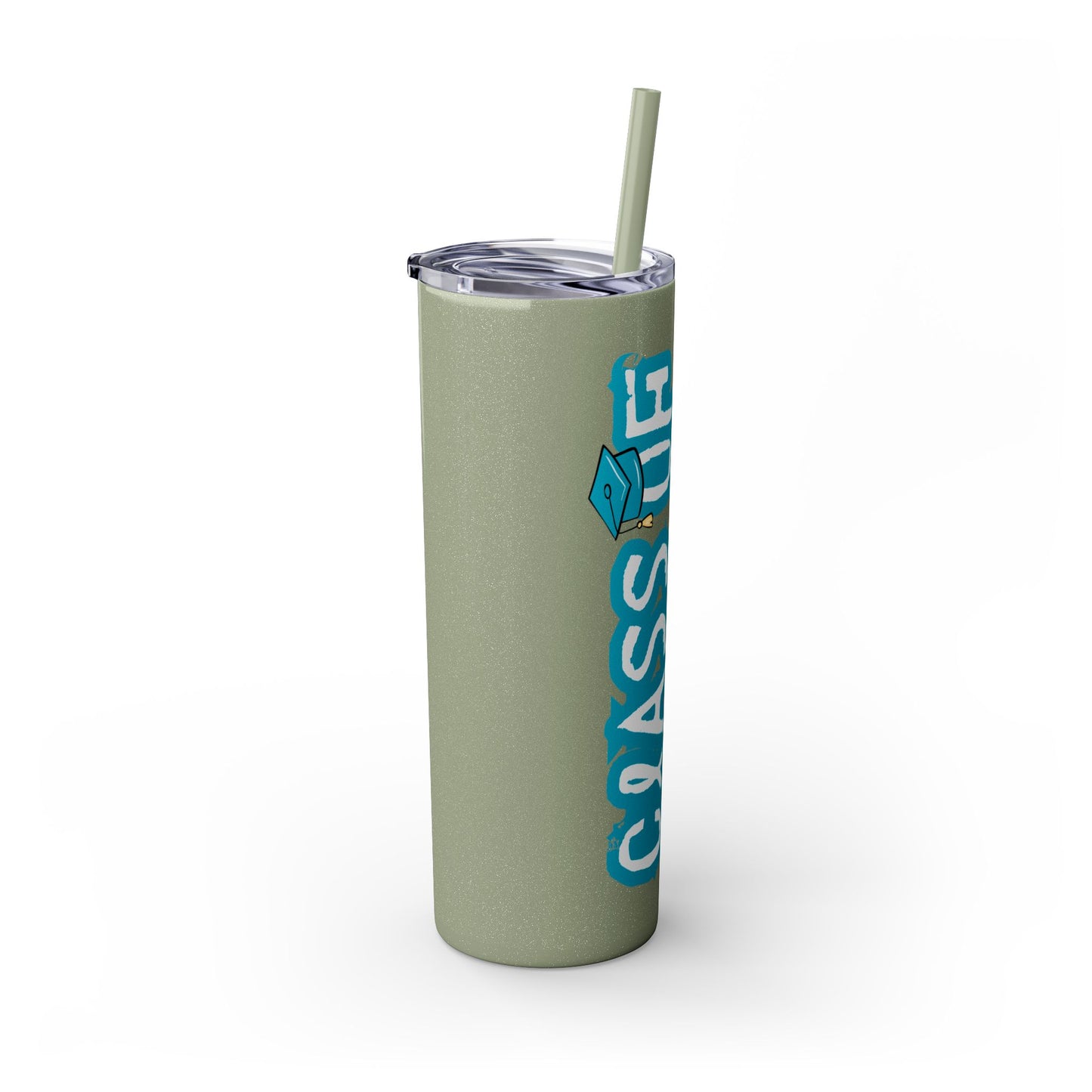 Class of 2024 Teal Skinny Tumbler with Straw, 20oz