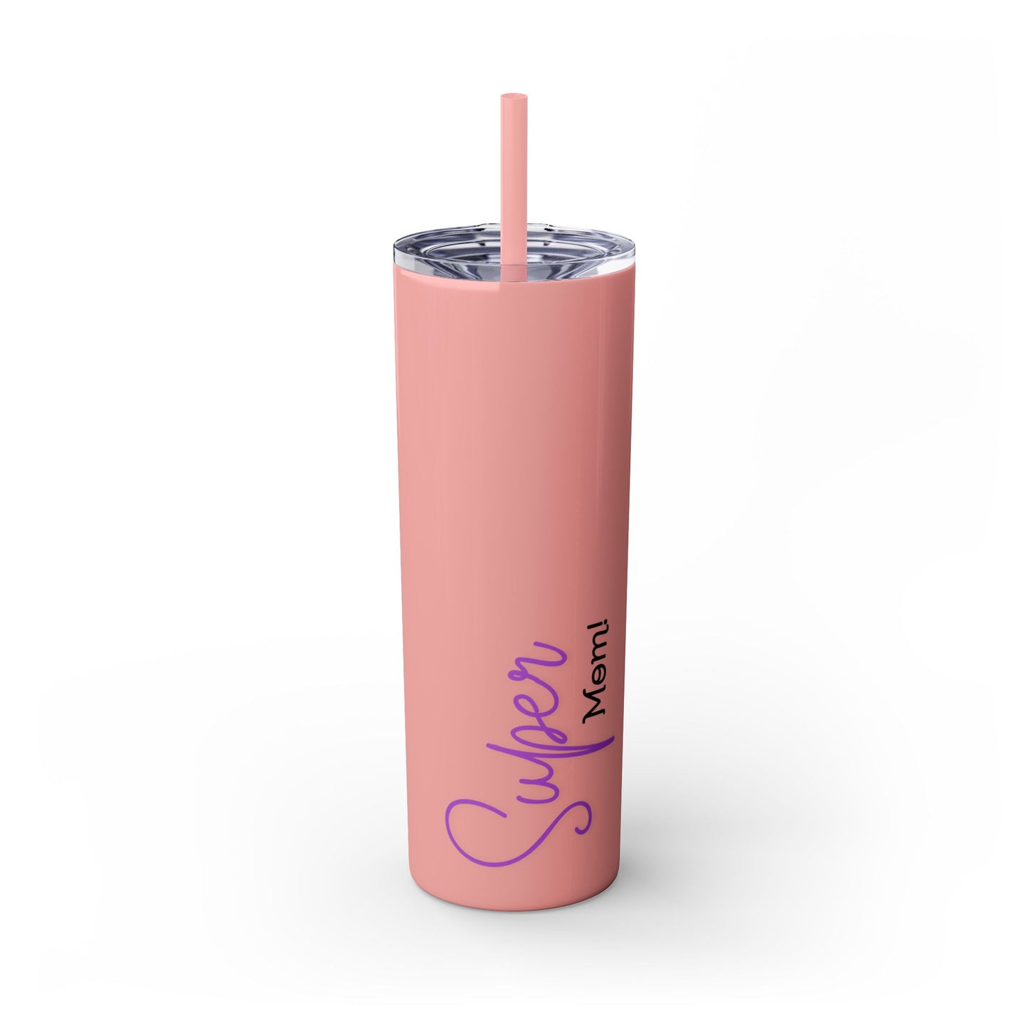 Super Mom Purple Skinny Tumbler with Straw, 20oz