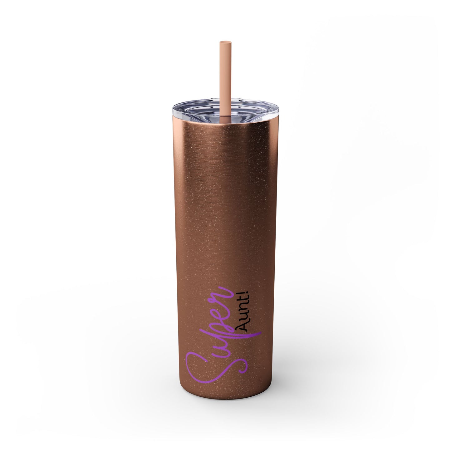 Super Aunt Purple Skinny Tumbler with Straw, 20oz