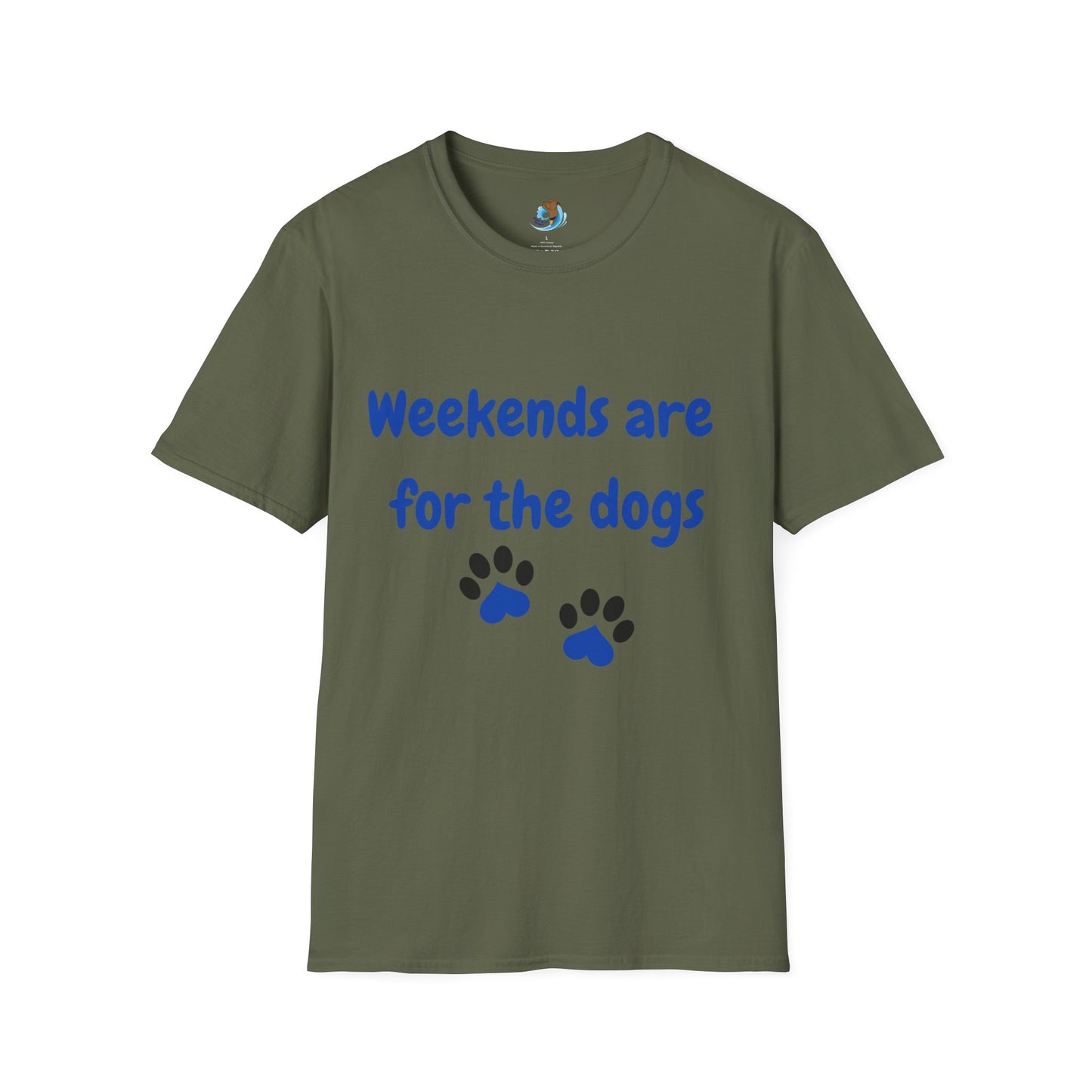 Weekends Are For The Dogs- Black & Blue- Unisex Softstyle T-Shirt