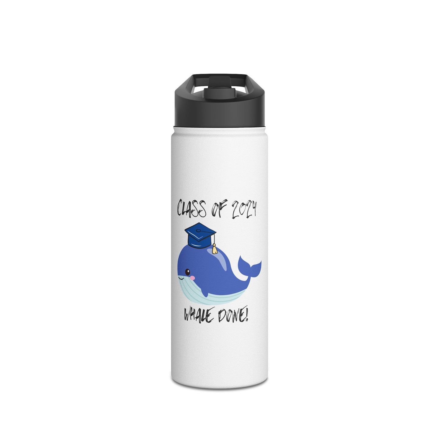 Class of 2024 Whale Done Stainless Steel Water Bottle, Standard Lid