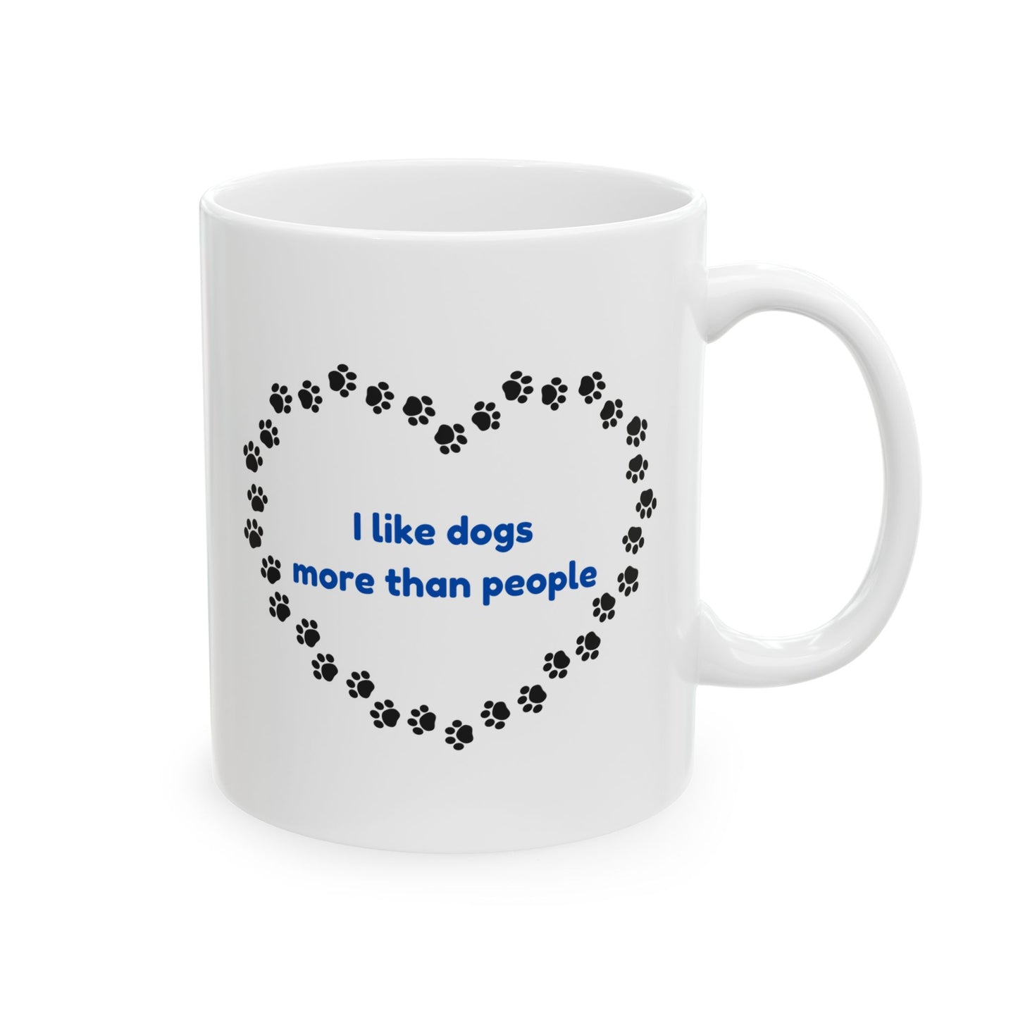 I Like Dogs More Than People Blue Ceramic Mug, 11oz