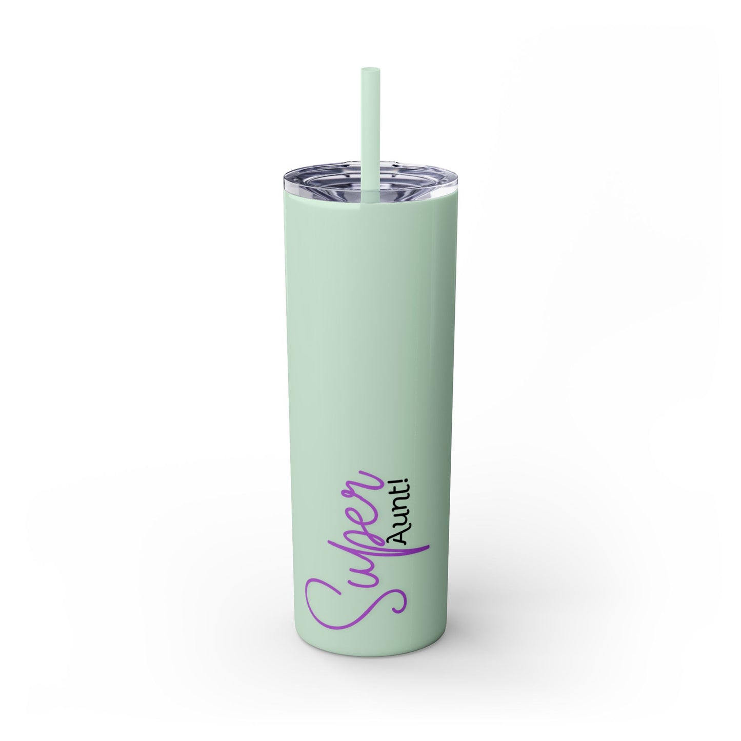 Super Aunt Purple Skinny Tumbler with Straw, 20oz