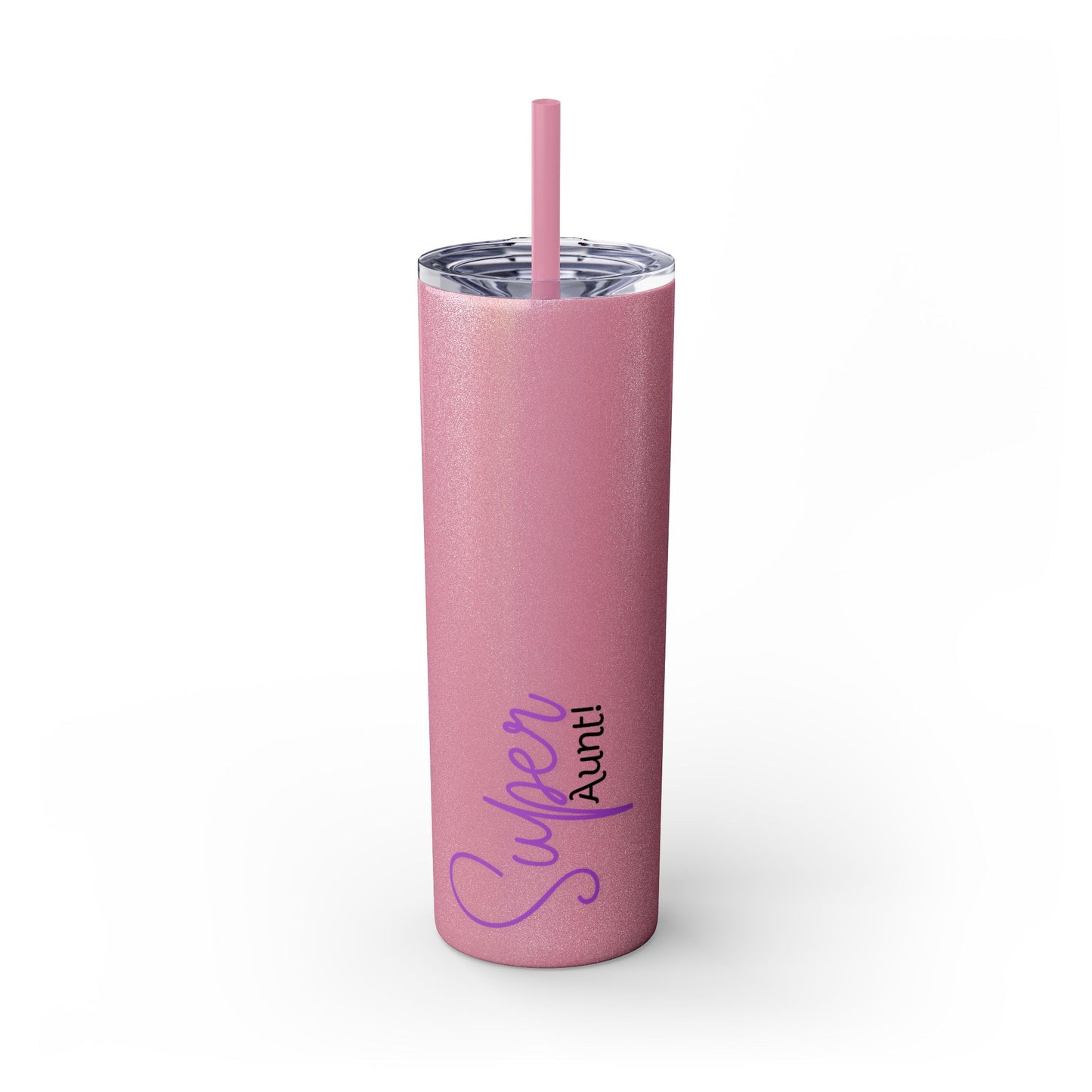 Super Aunt Purple Skinny Tumbler with Straw, 20oz