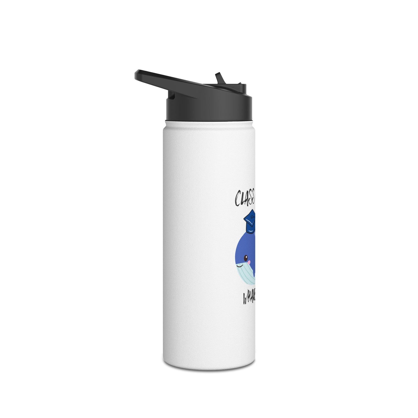 Class of 2024 Whale Done Stainless Steel Water Bottle, Standard Lid