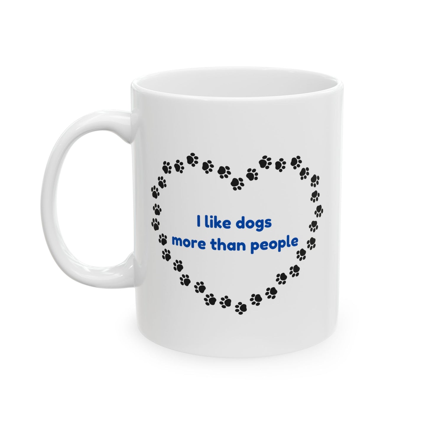 I Like Dogs More Than People Blue Ceramic Mug, 11oz