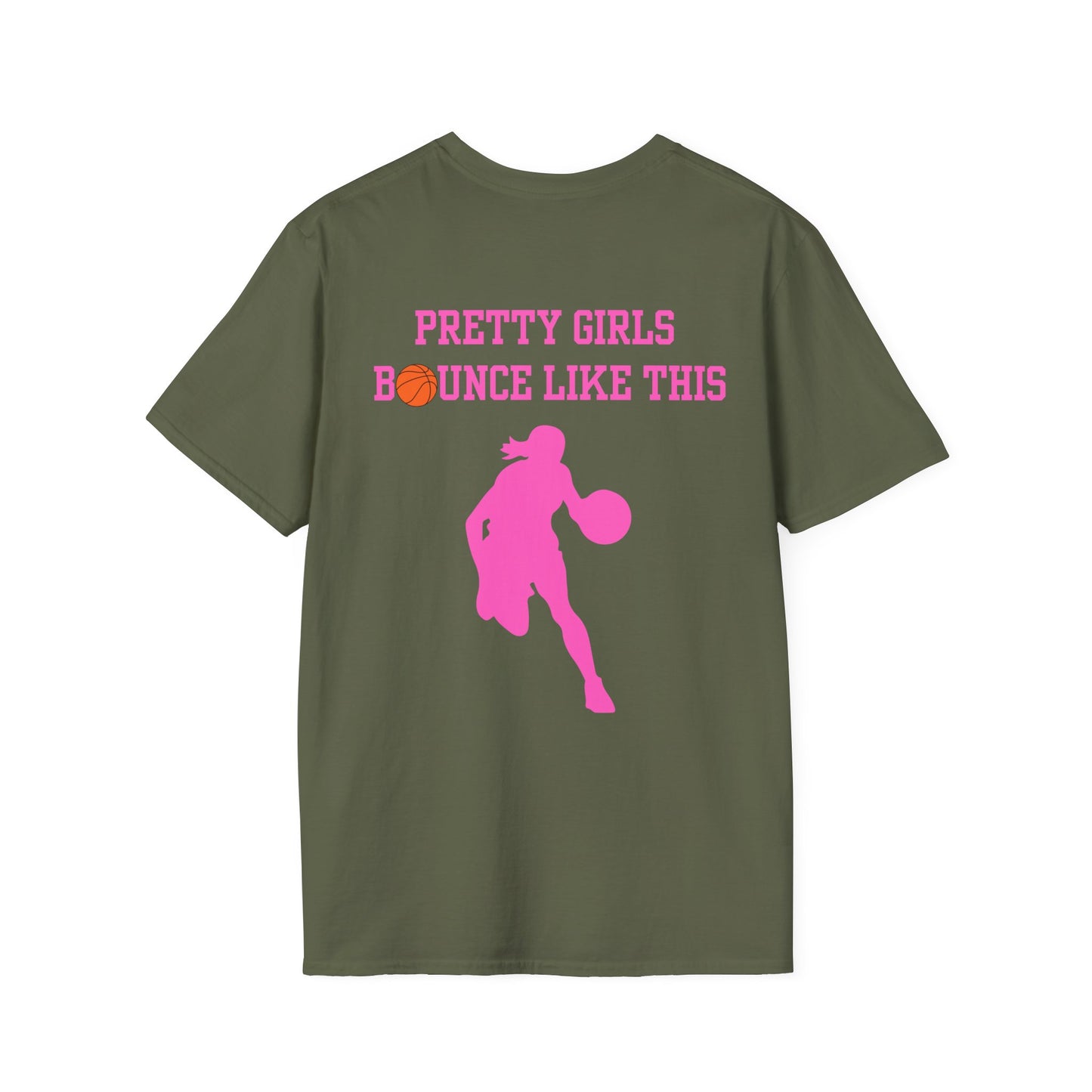 Pretty Girls Bounce Like This Pink Basketball Unisex Softstyle T-Shirt