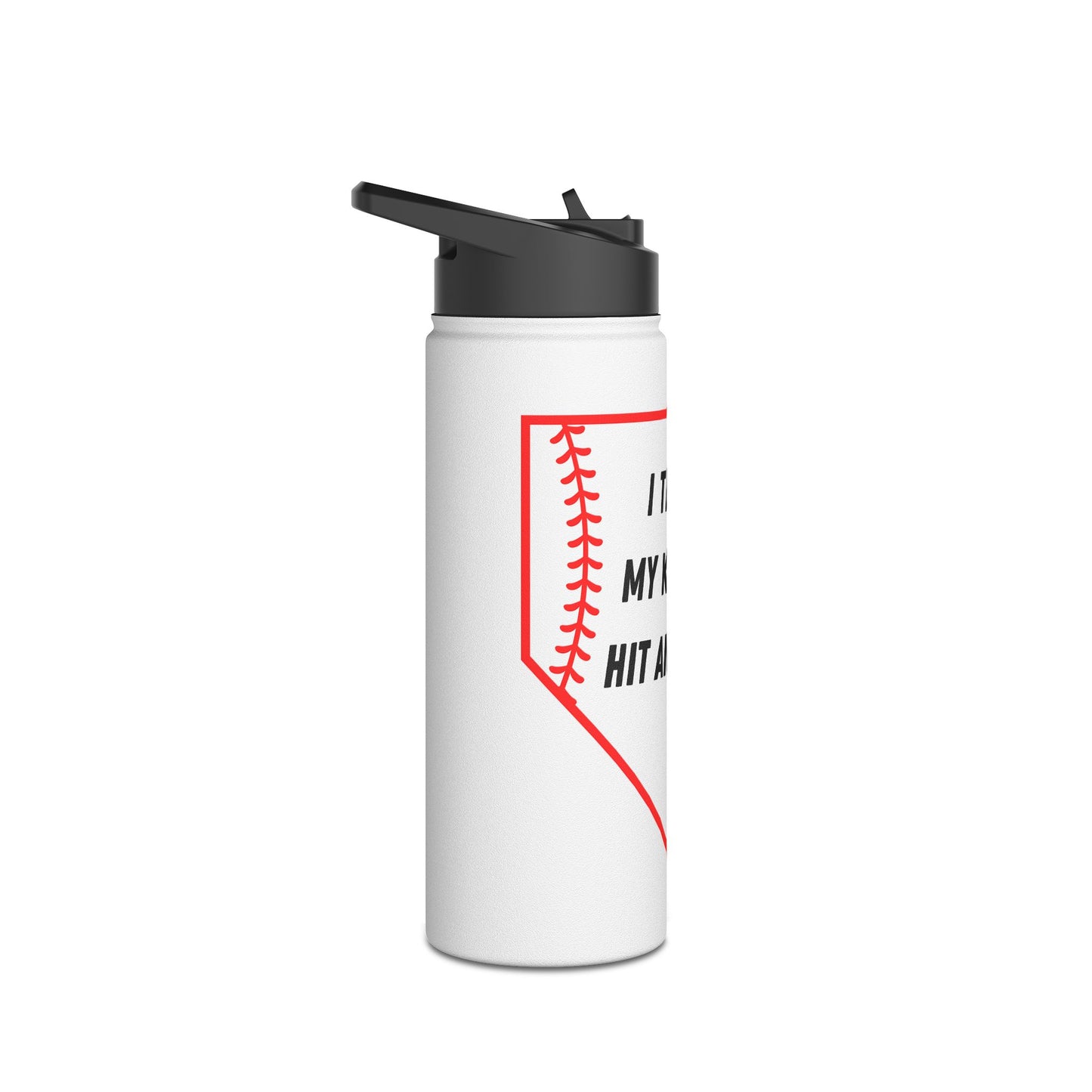 I Teach My Kids To Hit And Steal- Red/Black- Stainless Steel Water Bottle, Standard Lid