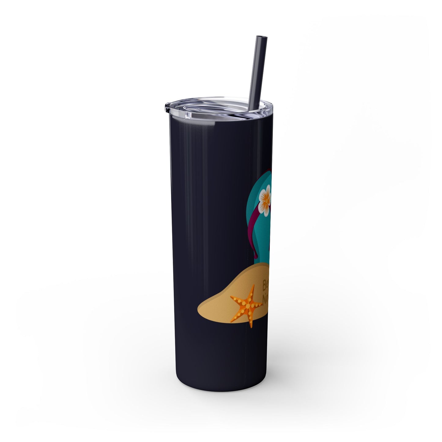 Beaching Not Teaching Skinny Tumbler with Straw, 20oz