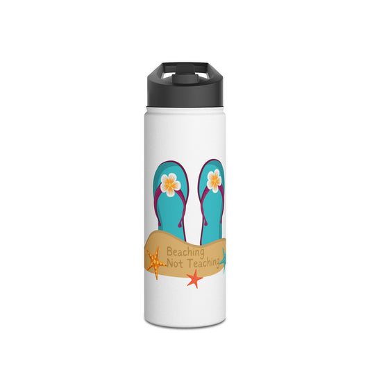 Beaching Not Teaching Stainless Steel Water Bottle, Standard Lid