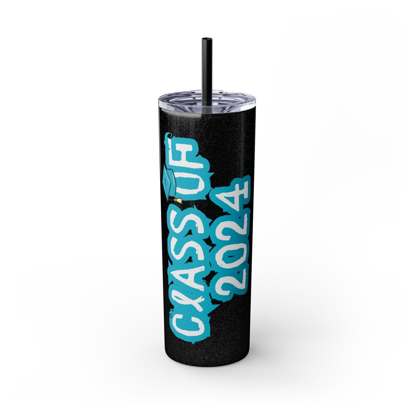 Class of 2024 Teal Skinny Tumbler with Straw, 20oz