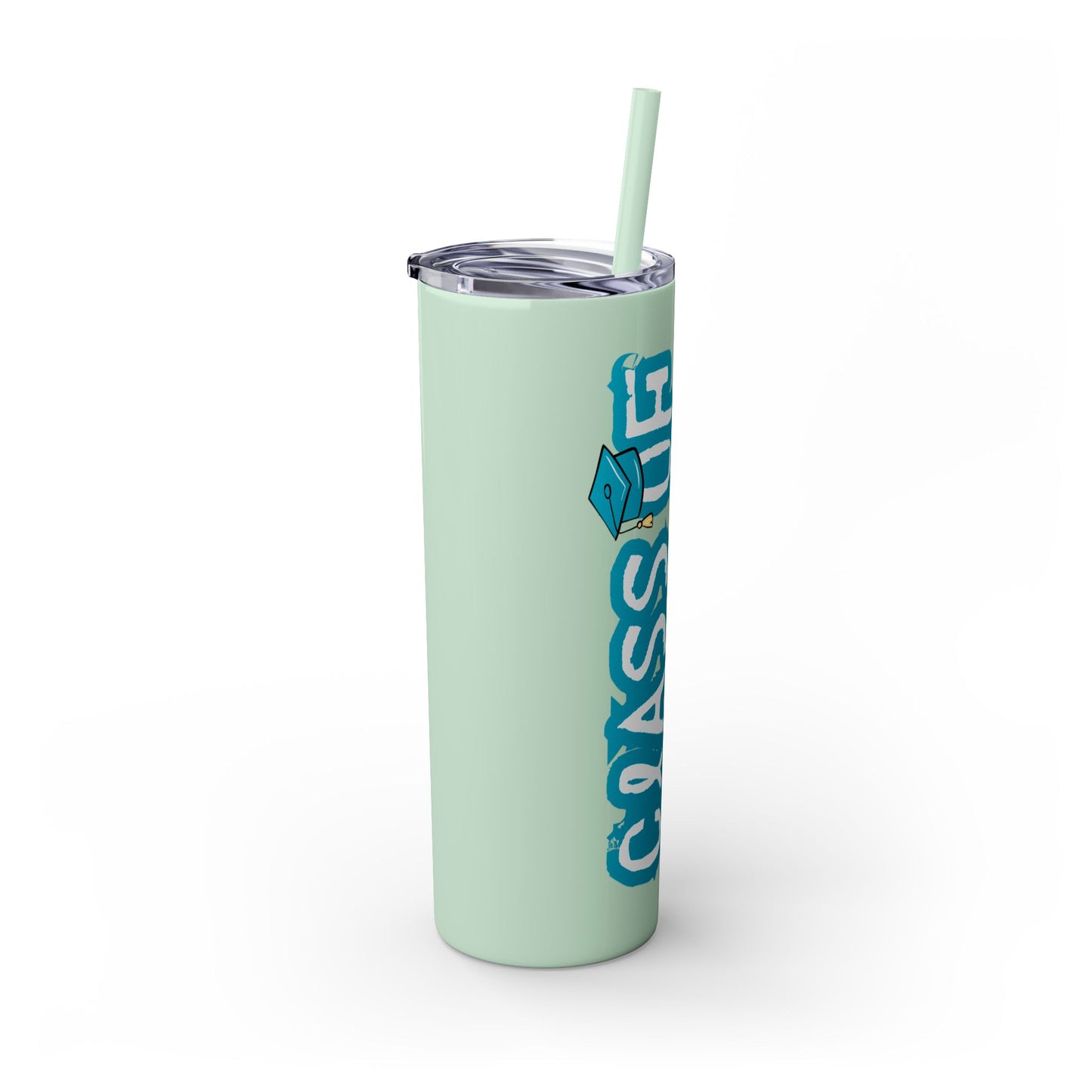 Class of 2024 Teal Skinny Tumbler with Straw, 20oz