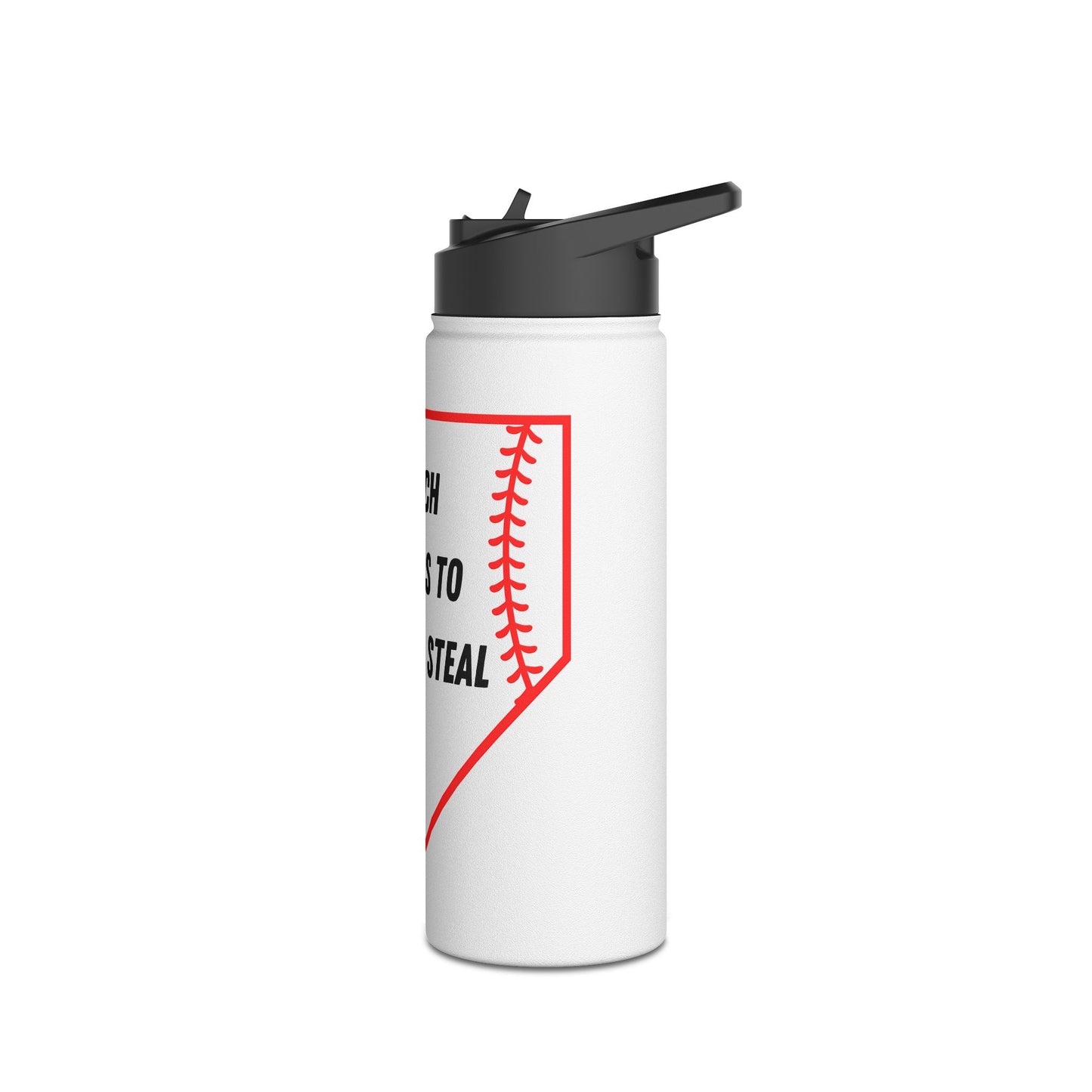 I Teach My Kids To Hit And Steal- Red/Black- Stainless Steel Water Bottle, Standard Lid