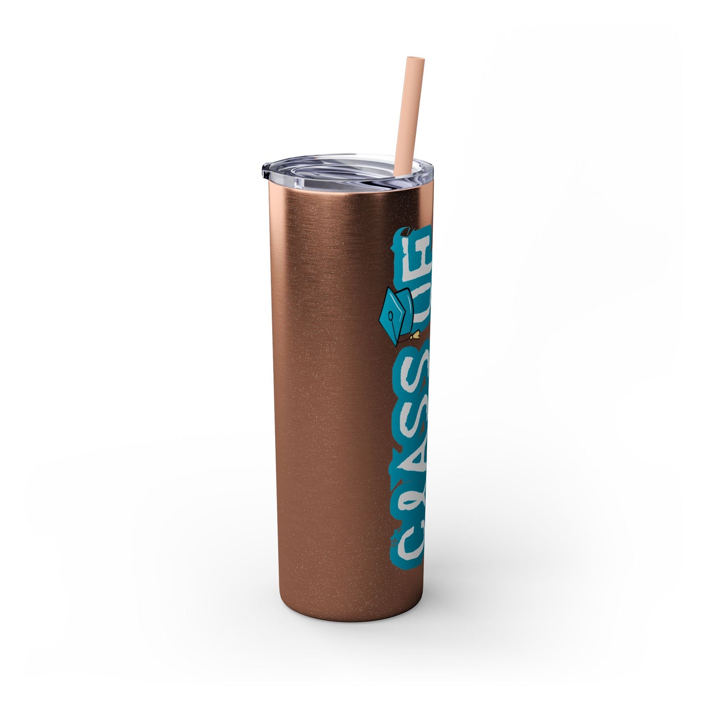 Class of 2024 Teal Skinny Tumbler with Straw, 20oz