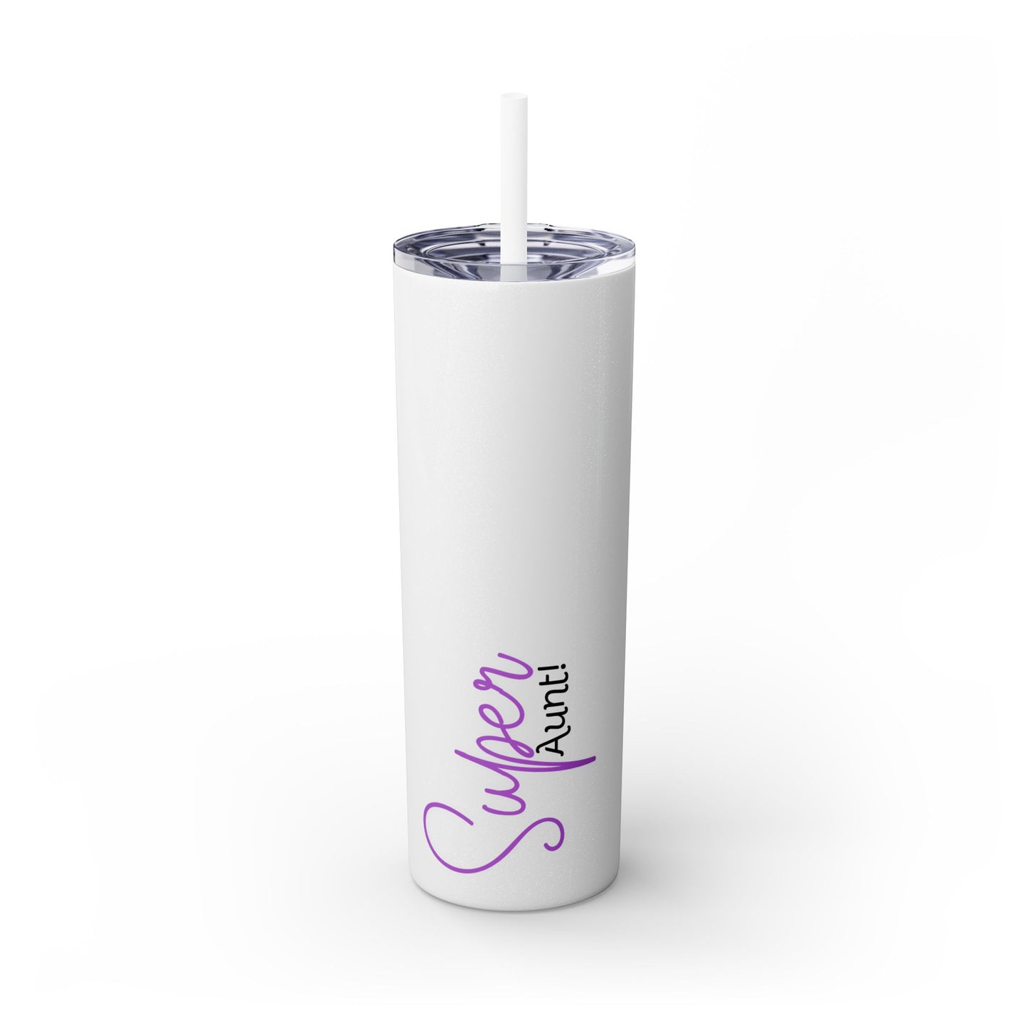 Super Aunt Purple Skinny Tumbler with Straw, 20oz