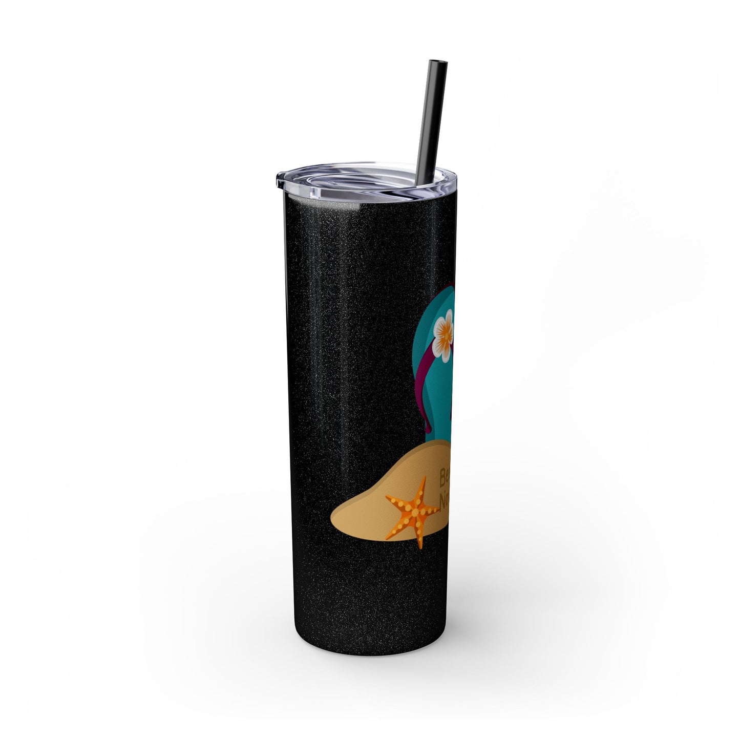 Beaching Not Teaching Skinny Tumbler with Straw, 20oz