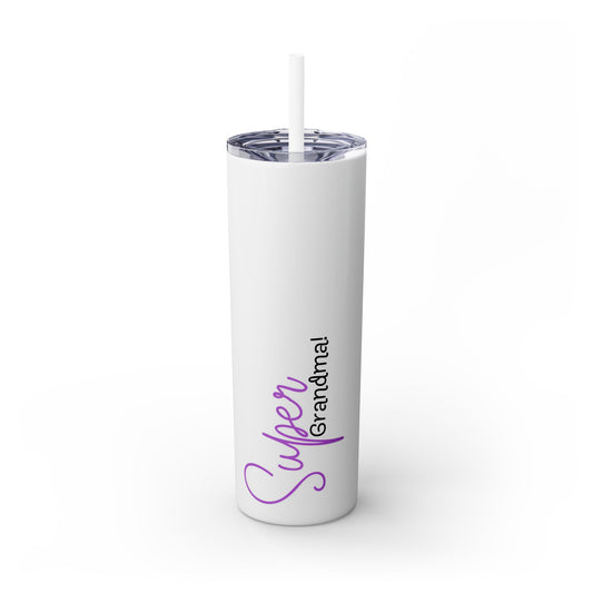 Super Grandma Purple Skinny Tumbler with Straw, 20oz