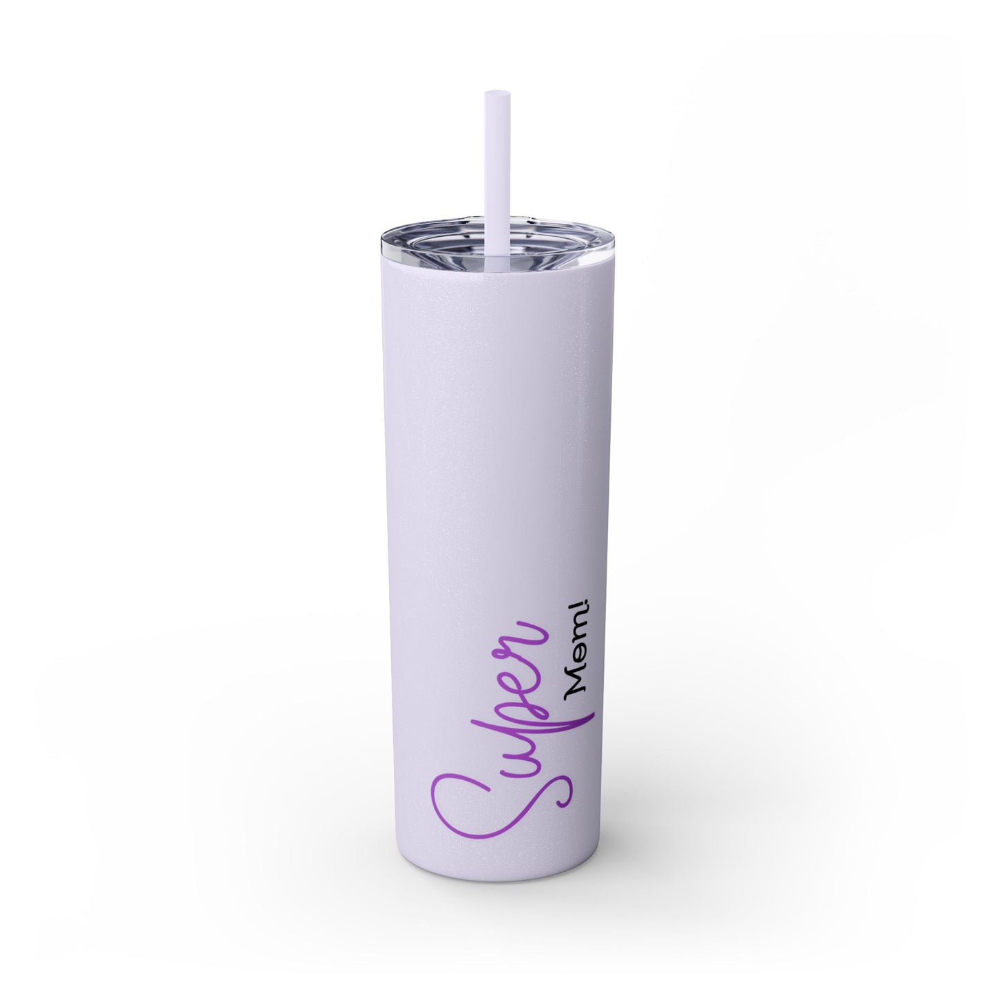 Super Mom Purple Skinny Tumbler with Straw, 20oz