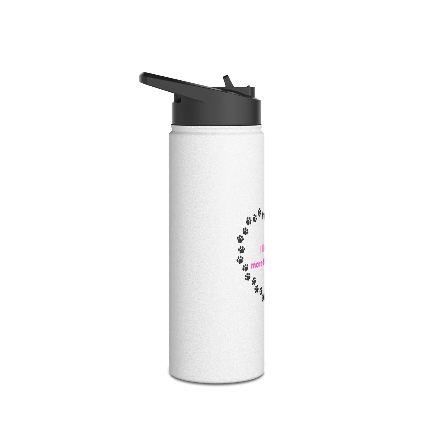 I Like Dogs More Than People Pink Stainless Steel Water Bottle, Standard Lid