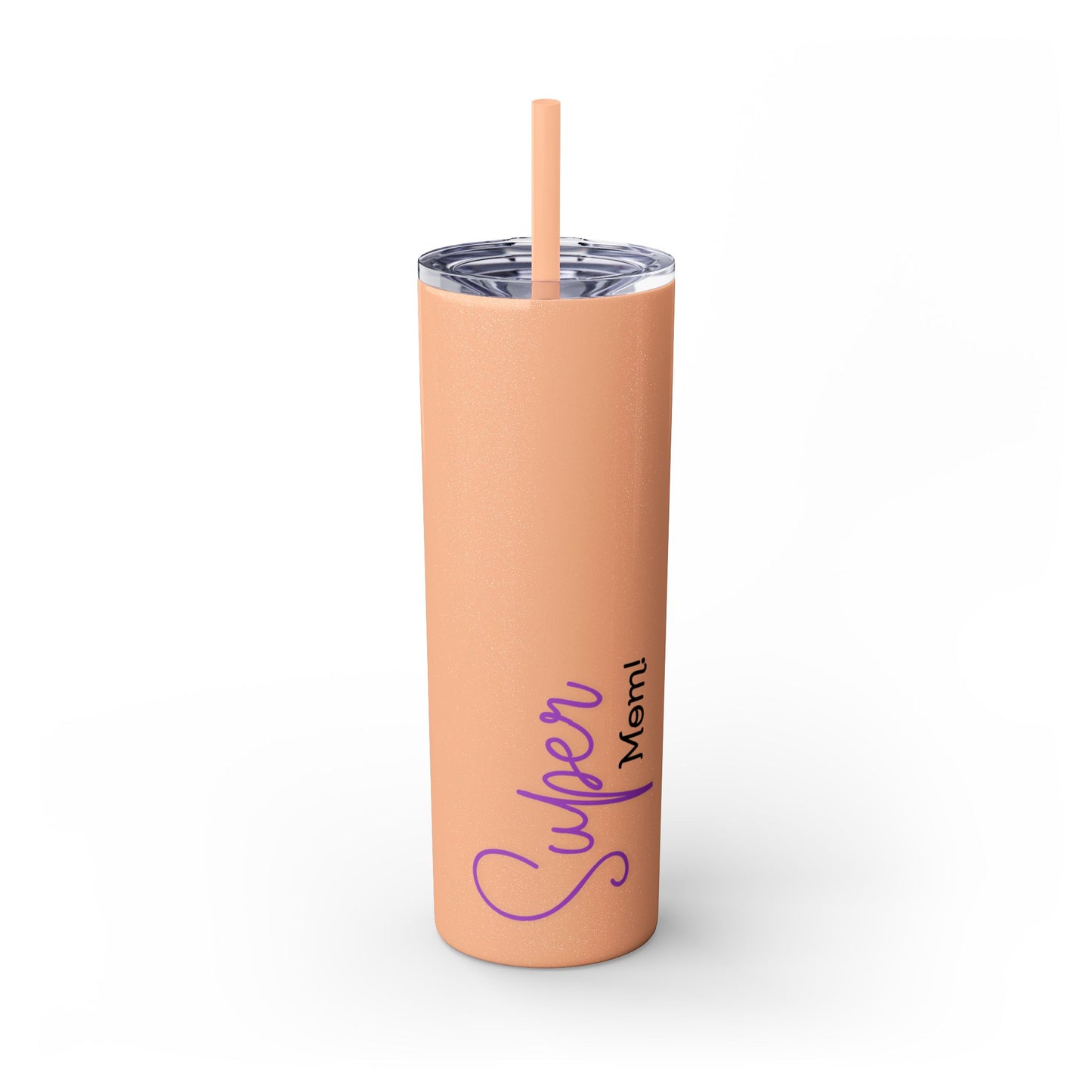 Super Mom Purple Skinny Tumbler with Straw, 20oz