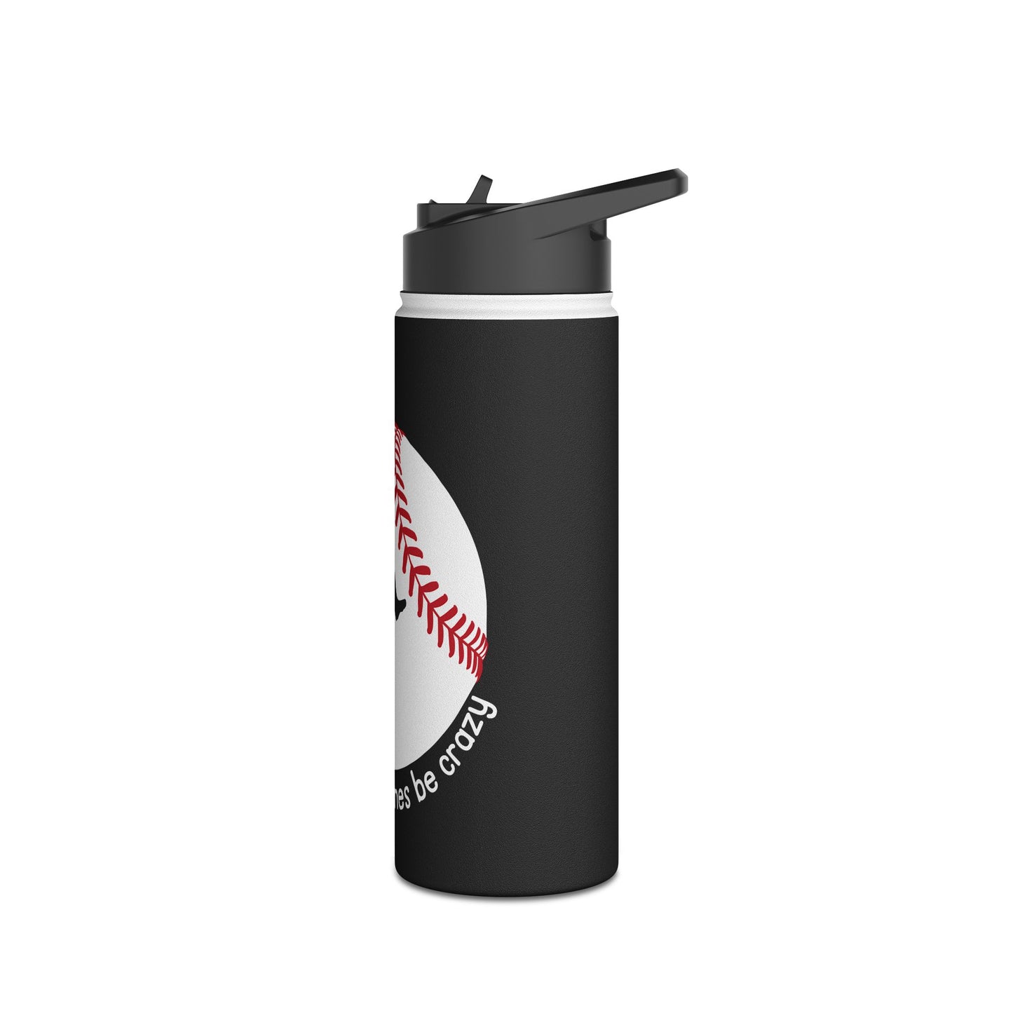 Pitches Be Crazy- Black- Stainless Steel Water Bottle, Standard Lid