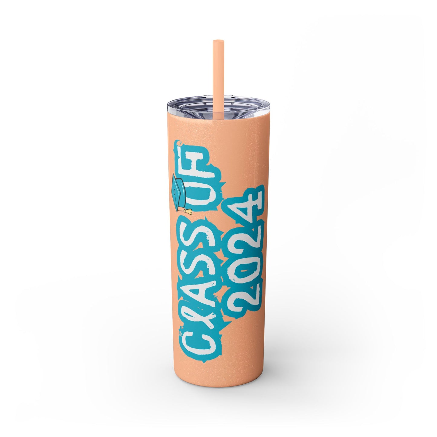 Class of 2024 Teal Skinny Tumbler with Straw, 20oz