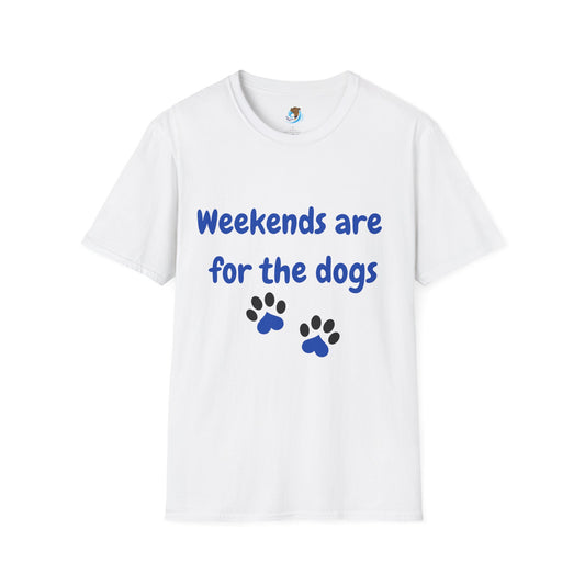 Weekends Are For The Dogs- Black & Blue- Unisex Softstyle T-Shirt